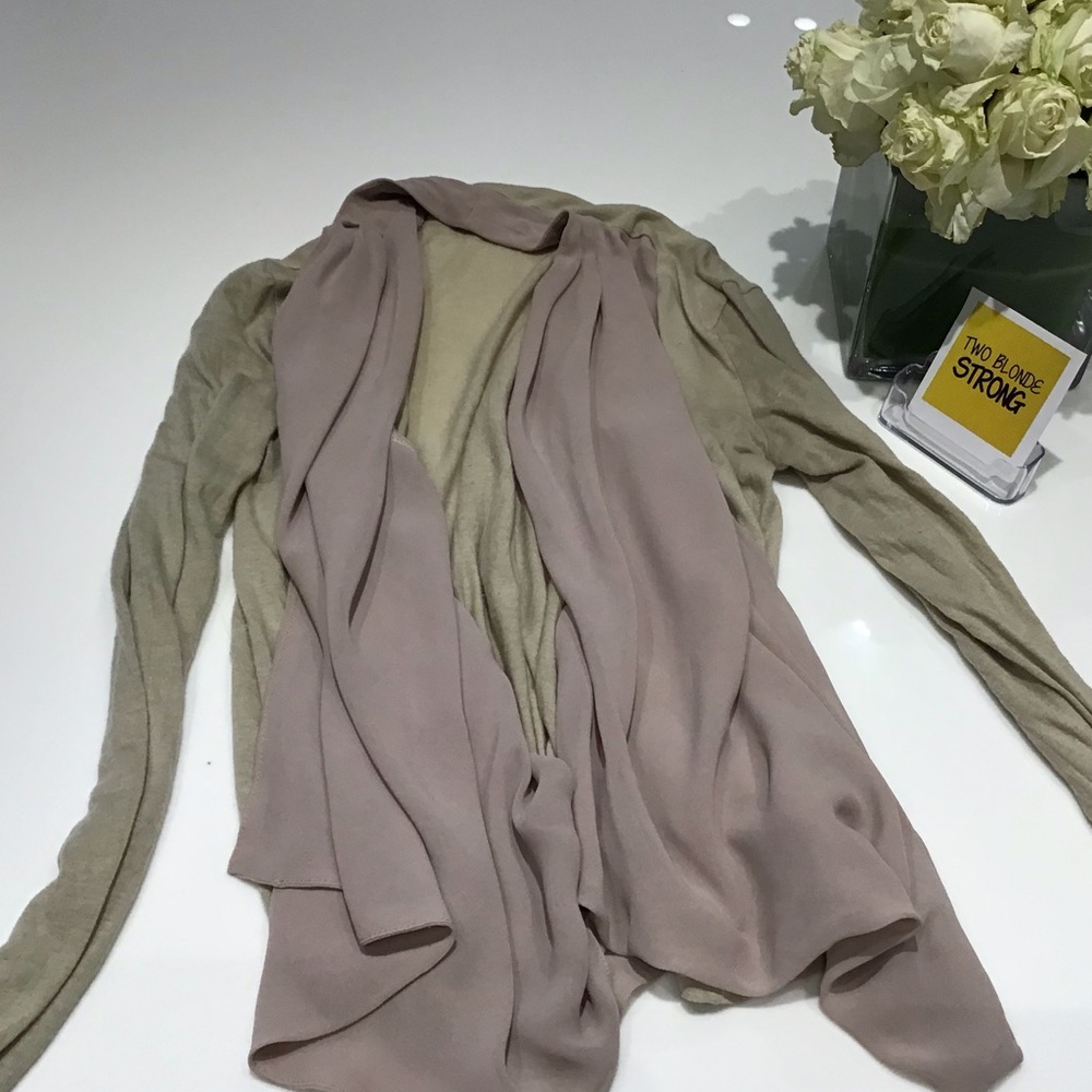 Ark & Co Draped Shear Blush Tan Cardigan Size Med